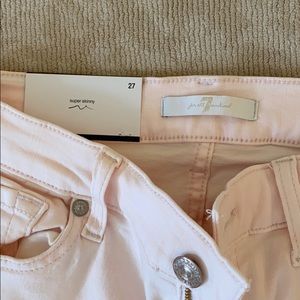 7 for all mankind pale pink skinny jeans